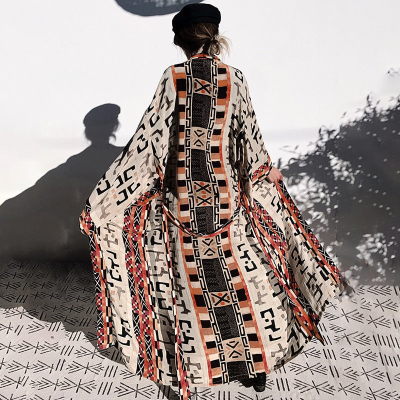 Fashionable Geometric Beach Cover-Up Swimwear Coat with Loose Fit and Sun Protection Pattern Shawl Featuring Sun Protection Red Beach coat One Size