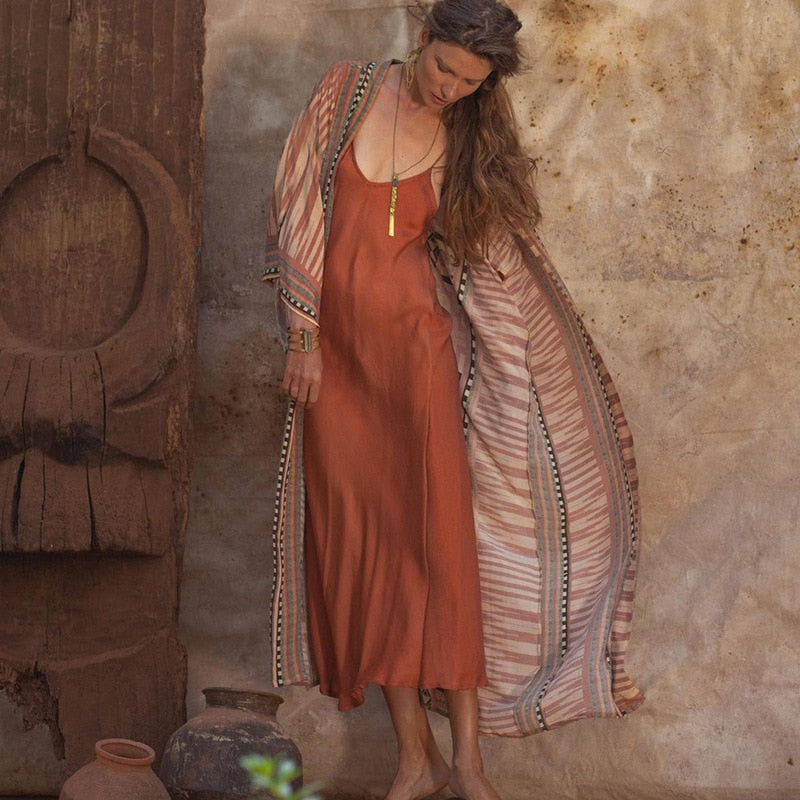 Fashionable Geometric Beach Cover-Up Swimwear Coat with Loose Fit and Sun Protection Pattern Shawl Featuring Sun Protection Orange Beach coat One Size