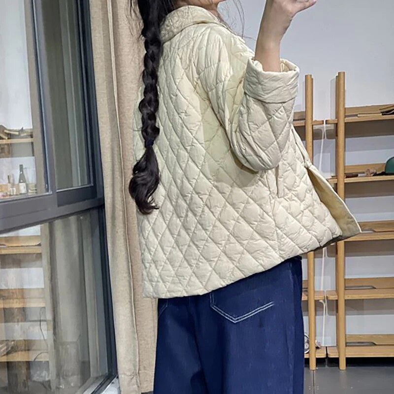 Fashionable Irregular Single Breasted Lapel Casual Cotton Jacket Autumn Winter New Women's Thickened Warm Loose Jacket