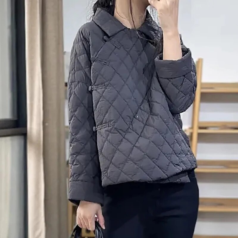 Fashionable Irregular Single Breasted Lapel Casual Cotton Jacket Autumn Winter New Women's Thickened Warm Loose Jacket