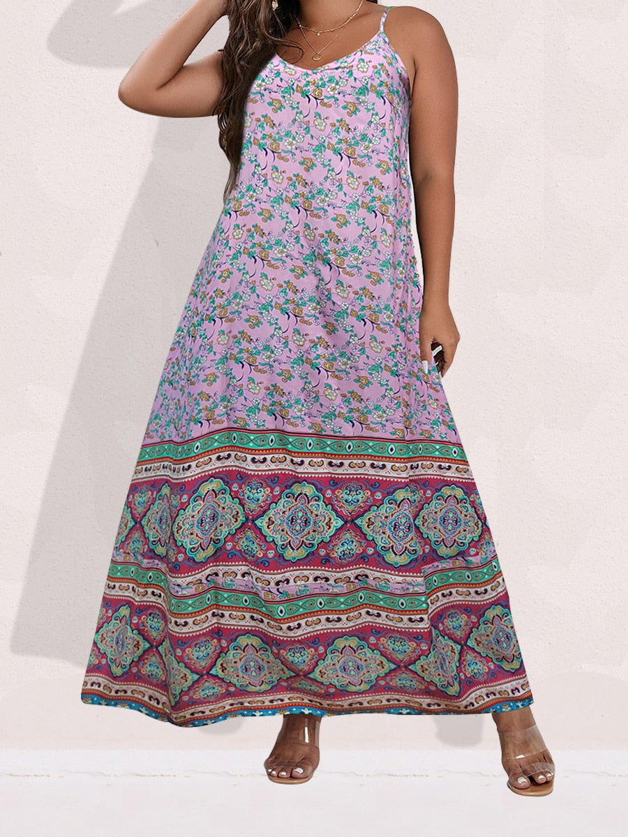 Finjani Women's Dress Plus Size Cami Dresses Summer Backless Maxi Dress Floral Print Formal Party Dresses 2024 0444