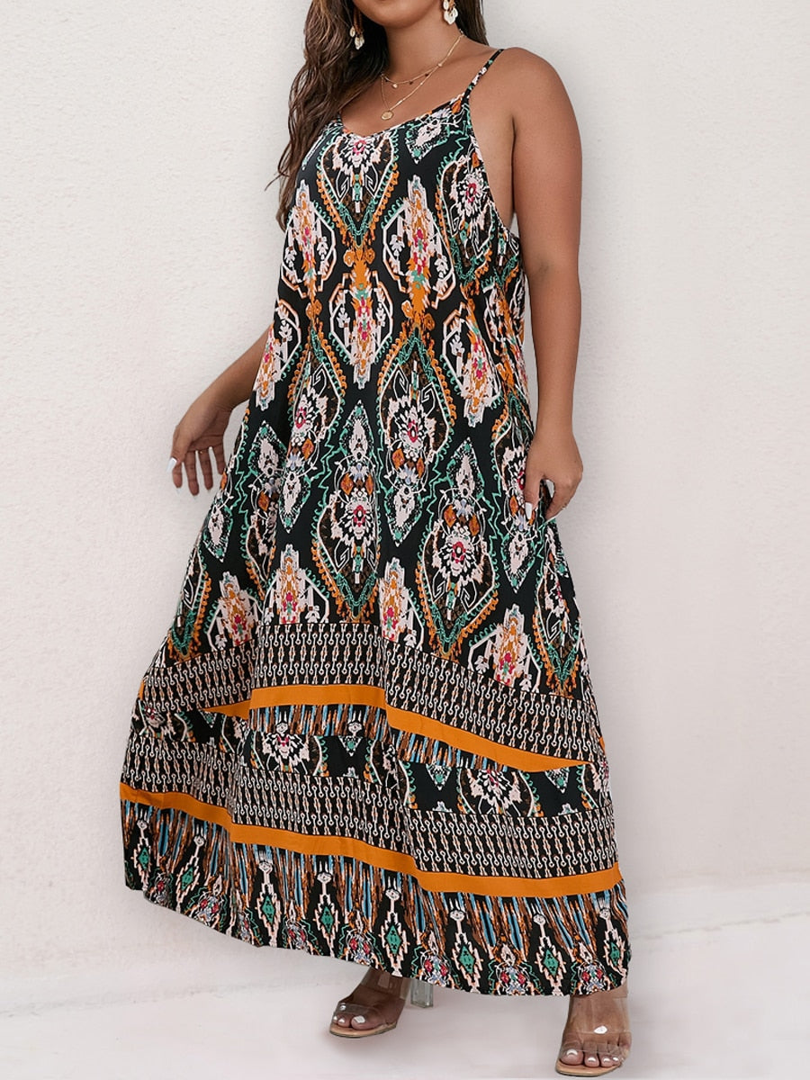 Finjani Women's Dress Plus Size Cami Dresses Summer Backless Maxi Dress Floral Print Formal Party Dresses 2024 0232