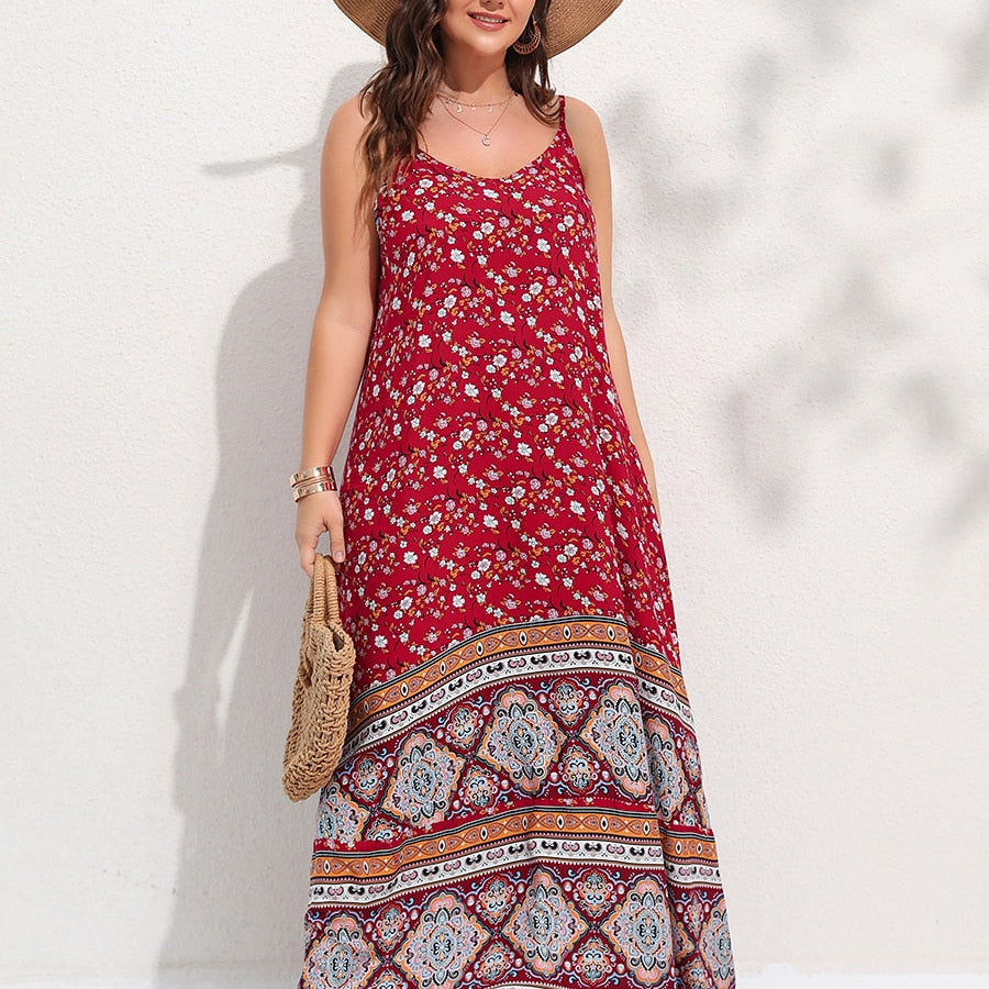 Finjani Women's Dress Plus Size Cami Dresses Summer Backless Maxi Dress Floral Print Formal Party Dresses 2024