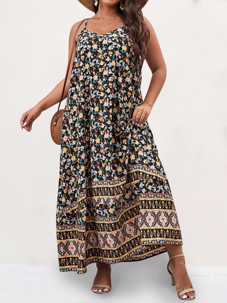 Finjani Women's Dress Plus Size Cami Dresses Summer Backless Maxi Dress Floral Print Formal Party Dresses 2024 1008