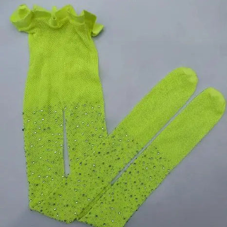 Fishnet Diamond Pantyhose Women Sexy Fashion Shiny Net Tights Female Slim Rhinestone Mesh Nylon Stockings Tights Yellow One Size