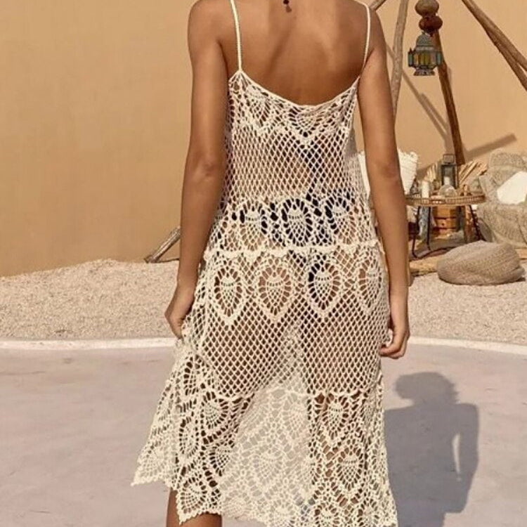 Fitshinling Bohemian Hollow Out Pareo Beach Outfits Swimwear New In Lace Summer Dress Holiday Beachwear Sundress