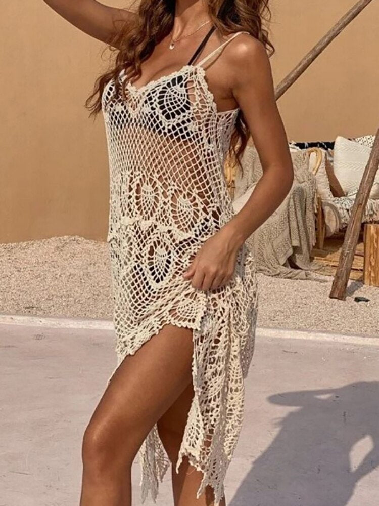 Fitshinling Bohemian Hollow Out Pareo Beach Outfits Swimwear New In Lace Summer Dress Holiday Beachwear Sundress