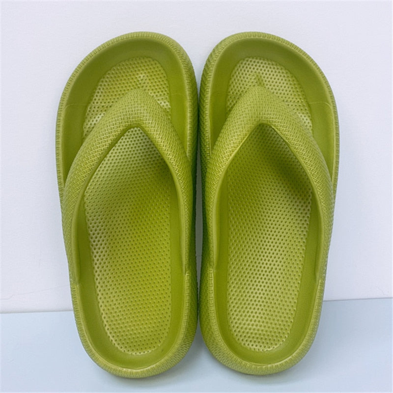 Flip Flops Wholesale Summer Casual Thong Slippers Outdoor Beach Sandals EVA Flat Platform Comfy Shoes Women Couple Thick Soled Green