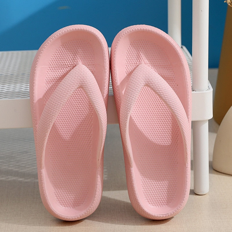 Flip Flops Wholesale Summer Casual Thong Slippers Outdoor Beach Sandals EVA Flat Platform Comfy Shoes Women Couple Thick Soled Pink