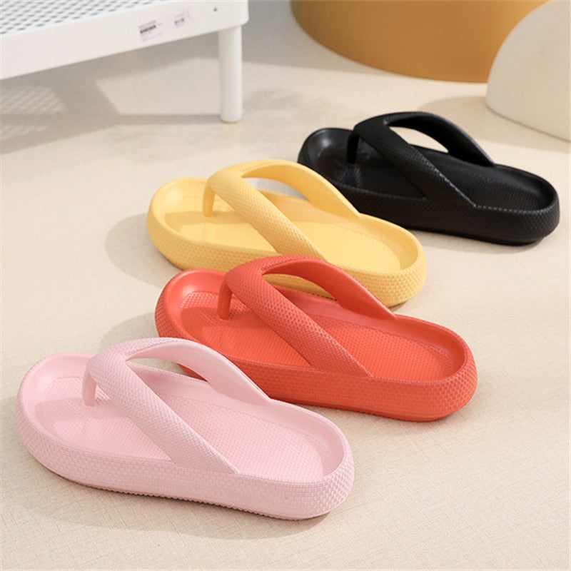 Flip Flops Wholesale Summer Casual Thong Slippers Outdoor Beach Sandals EVA Flat Platform Comfy Shoes Women Couple Thick Soled AMAIO