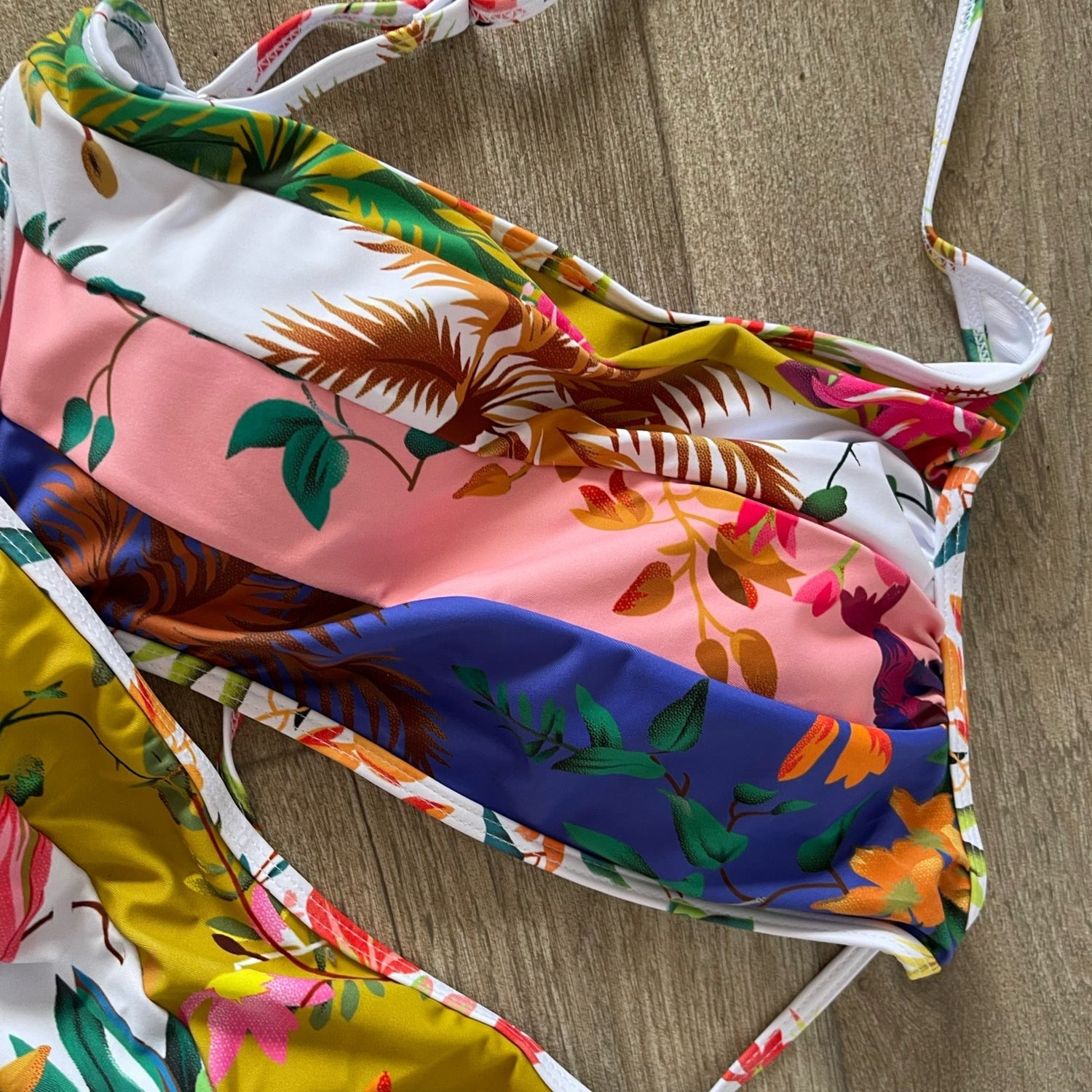 Floral Cutout One-Shoulder One-Piece Swimsuit Tankini Women Swimming Suits Swimwear Patchwork Luxury