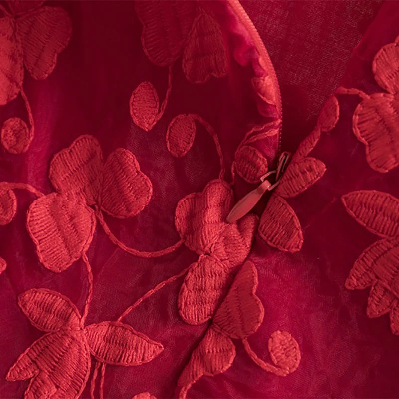 Flower Lace Baby Summer Dresses for Girls Sleeveless 2-6 Yrs Children Casual Clothing Red New Year Party Kids Dress