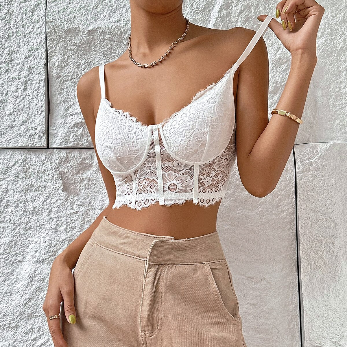 Flowers Lace White Vest Mesh Crop Top Women Summer Clothes Y2k Streetwear Sexy Backless Hollow Out Tank Corset Tops Woman 2024 White