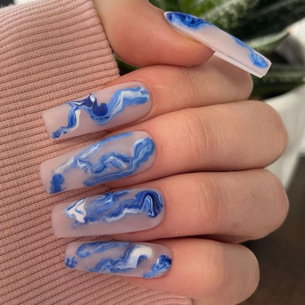 French Ballet False Nails With Gold Foil Glitter Designs Wearable Long Coffin Ballerina Press On Fake Nails Full Cover Nail Tips A8