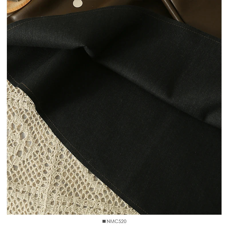 French Chic Long Skirts for Women Dot Print A-line High Waist Female Leather Skirt Elegant Streetwear Autumn Pu Skirt Dropship