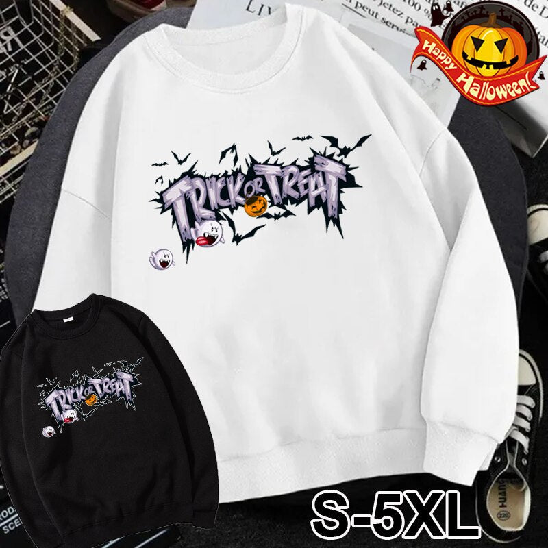 Funny cartoon Halloween printing round neck long sleeve sweater comfortable Halloween costume AMAIO