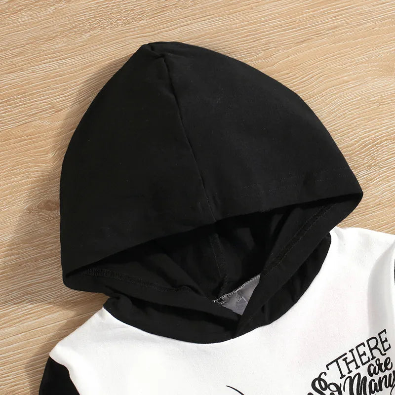 Girls And Boys Set Long Sleeve Hooded Butterfly Sweater Pants Loose Fashion Trend Sports Home Travel