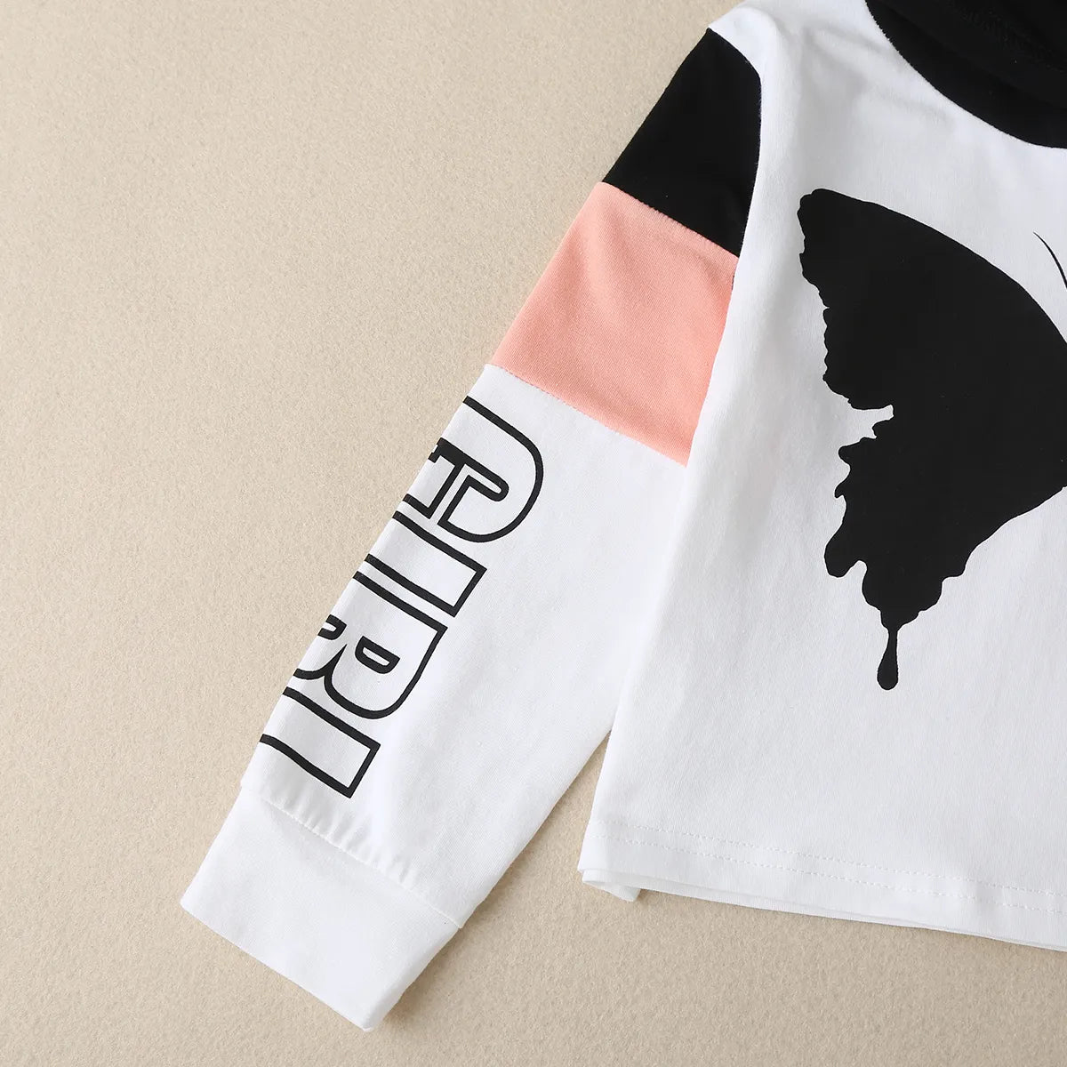 Girls And Boys Set Long Sleeve Hooded Butterfly Sweater Pants Loose Fashion Trend Sports Home Travel