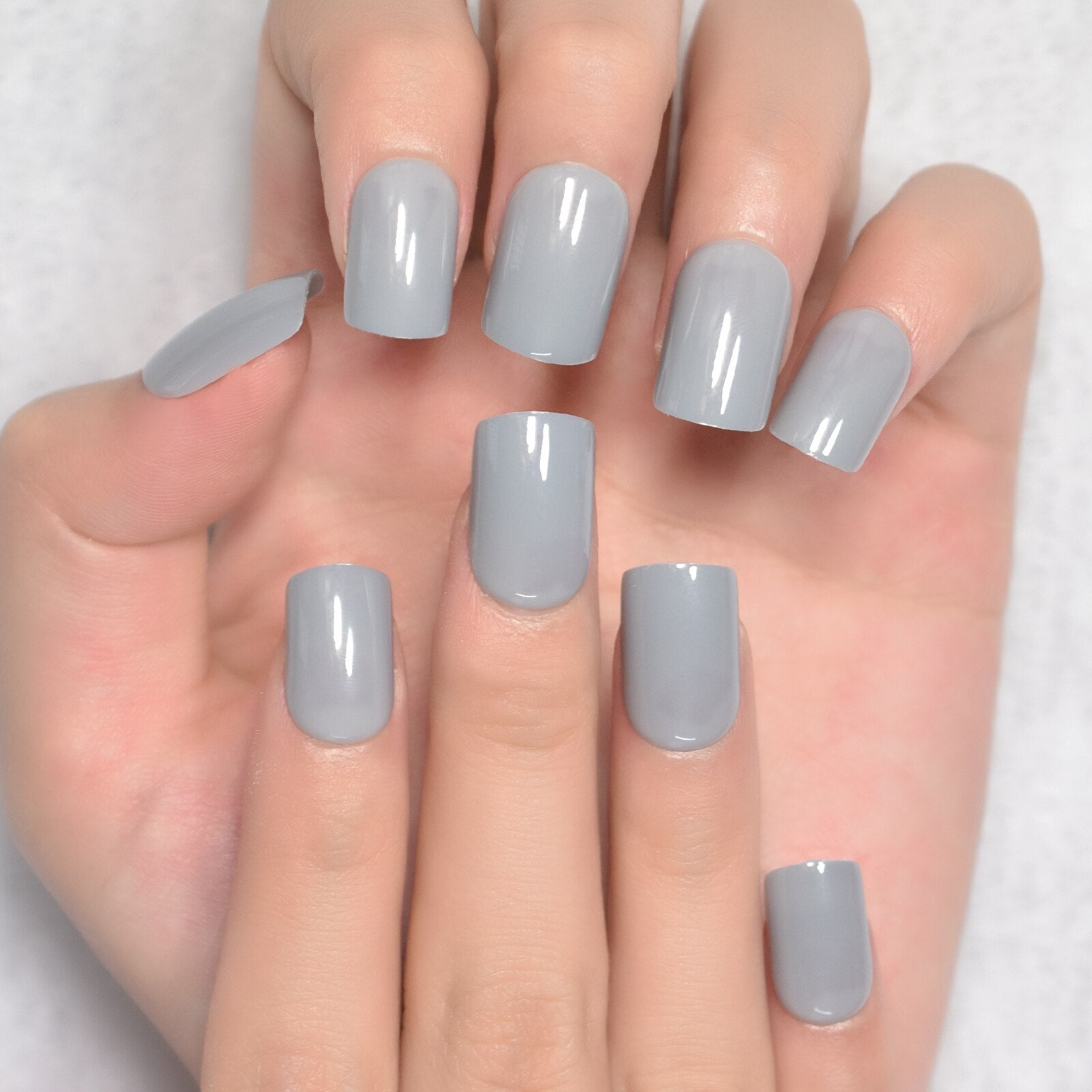 Glossy Gradient Rainbow Ombre French Press on Nails Almond Fake Nails Stiletto Oval Pointed Manicure False Nails Finger Tips L6380