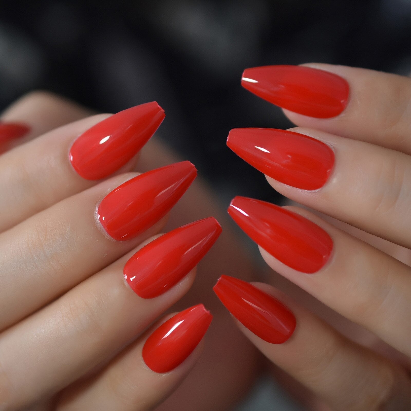 Glossy Gradient Rainbow Ombre French Press on Nails Almond Fake Nails Stiletto Oval Pointed Manicure False Nails Finger Tips L6193