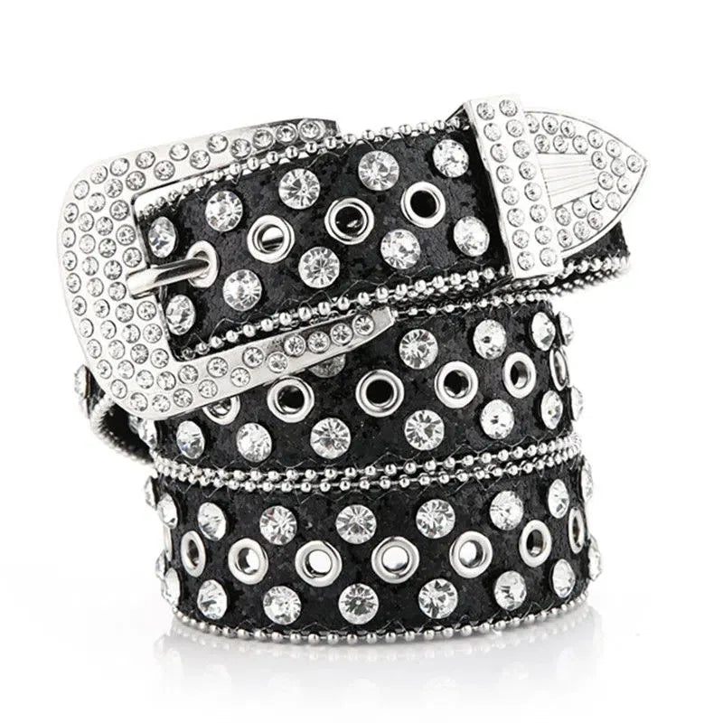 Gorgeous Rhinestone Studded Belt - Perfect Gift for Her on Valentine's Day or Wedding Party! Black 100CM