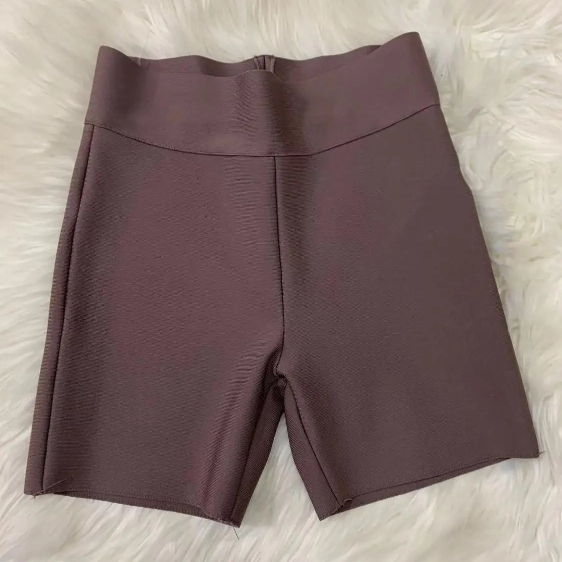 Top Celebrity Grey Black White Elastic Rayon Bandage Pants Fashion Bodycon Shorts Sports Pant Brown