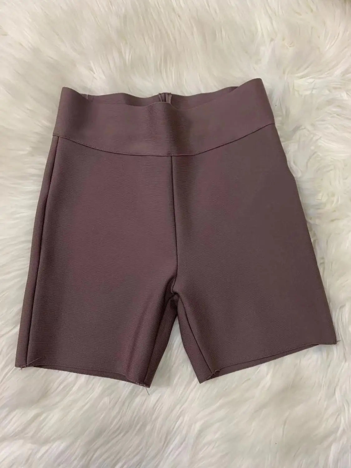 Top Celebrity Grey Black White Elastic Rayon Bandage Pants Fashion Bodycon Shorts Sports Pant Brown