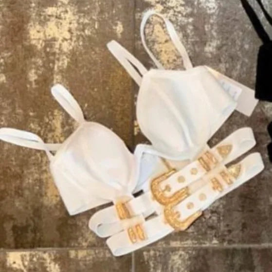 Celebrity Black Red White Sleeveless Button Short Bandage Top Bodycon Sexy Top Wear WHITE