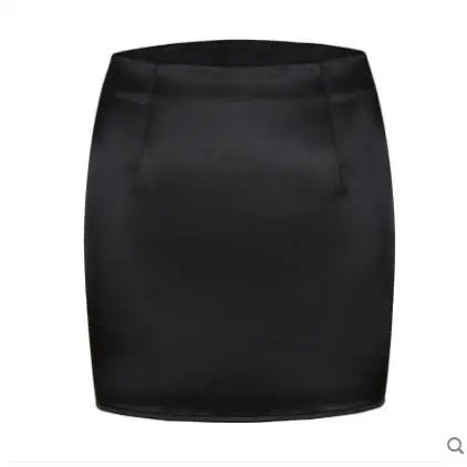 Y2k Satin Silk Skirt Women High Waist Summer Mini Skirt New Skinny Stretchy Sexy Ladies Black Office Pencil Skirts black