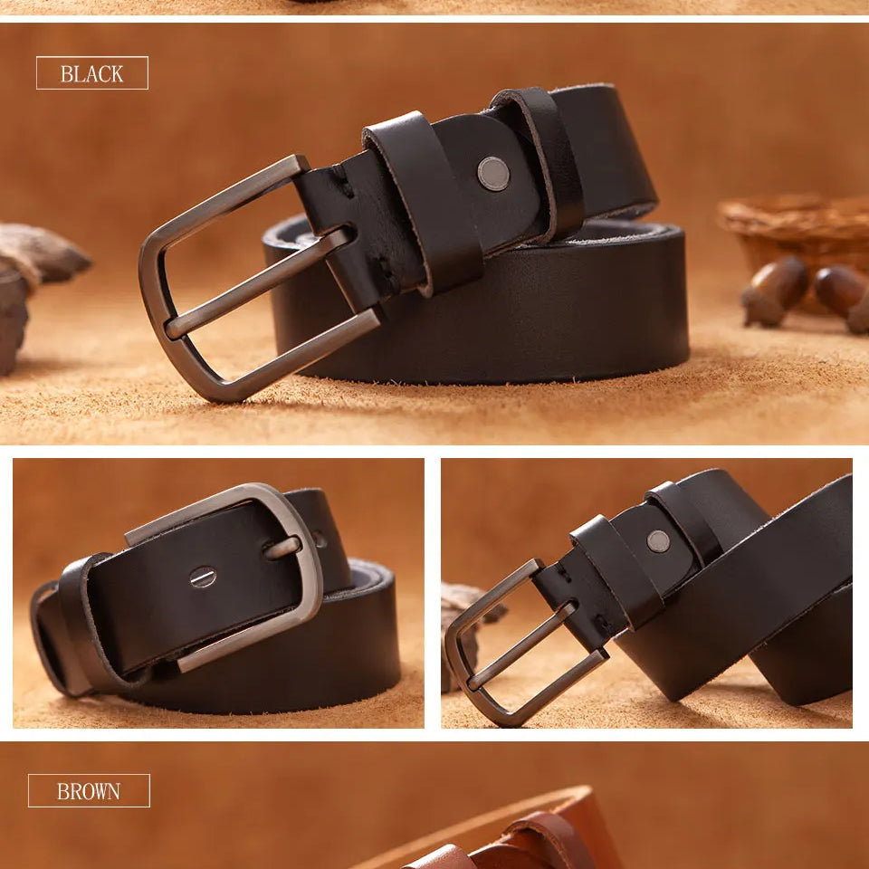 Top Cow genuine leather belts for men luxury designer high quality fashion style vintage brown cowboy male belt