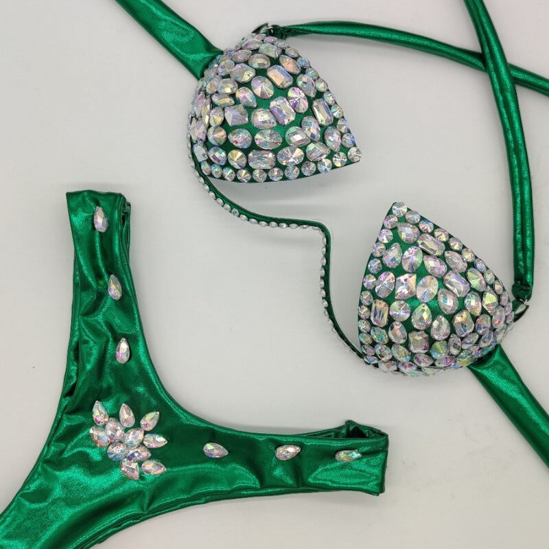 Rhinestone Triangle Bikini Luxury Crystal Diamond Women's Swimsuit Sexy Push Up Gathered Swimwear Biquini