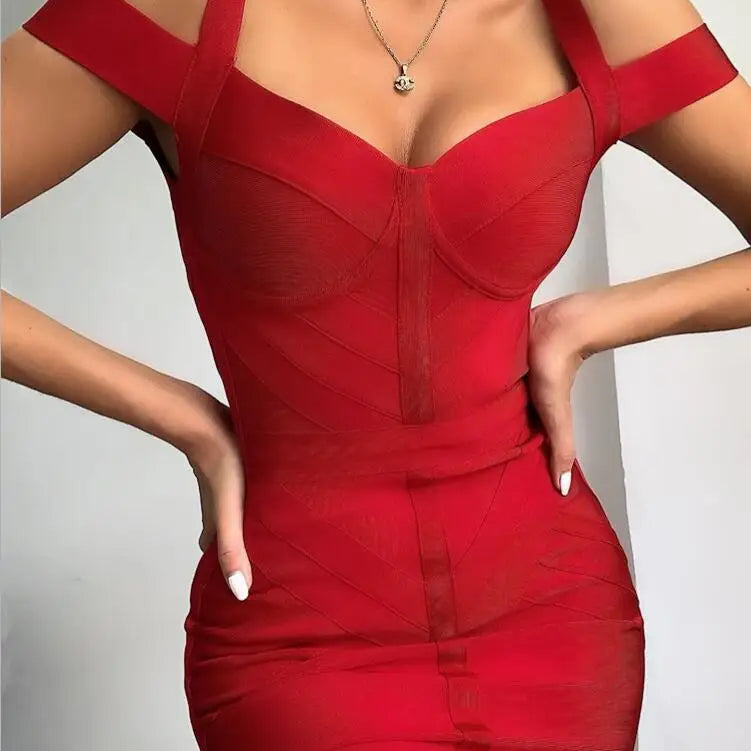 Wholesale Vestidos Sexy Sleeveless Black Red Women Summer Bandage Dress 2022 Designer Fashion Evening Club Party Dress Vestido Red