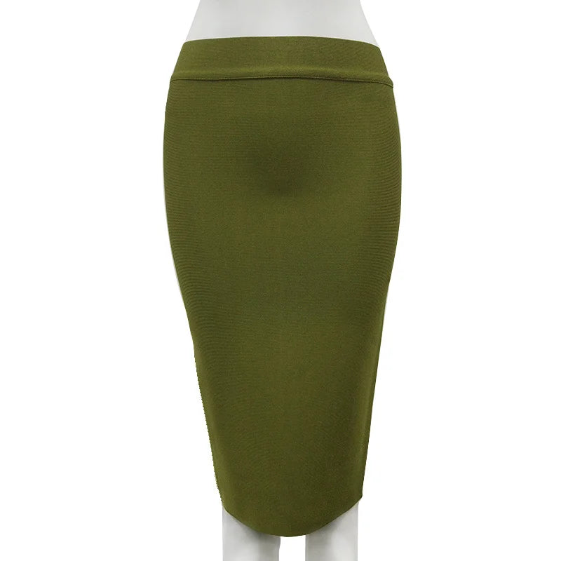 16 Colors Tight Pink Green Black Rayon Knee Length Bandage Skirt Night Club Party Skirt No 1 color