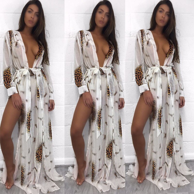 Sexy Print Floral Bikini Cover Up Women Beach Dress Beachwear Tunic Pareos Kaftan Robe Cover-up Bathing Suit Swimsuits