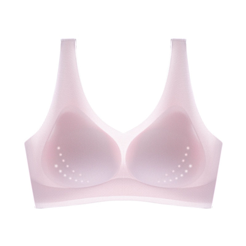 Sexy Ice Silk Bras Push Up Seamless Underwear Beauty Back Deep V Bralette Until Thin Lingerie 2