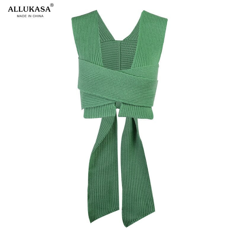 Sleeveless Knitted Crop Sweater Sexy Autumn Summer Fashion Vest Black Casual White Jumper Top Female Pullover fall women