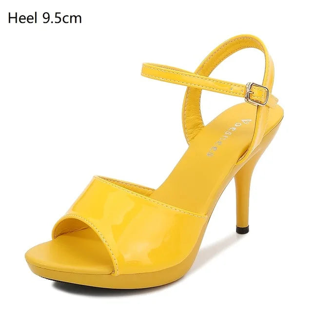 Women's Shoes High Heels Summer Sandals Sexy Platform Sandalia Feminina Colorful Shoes Club Part Slipers Front & Rear Strap Pump yellow 1