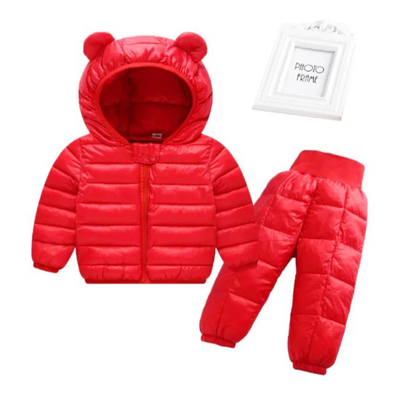Toddler Baby Girls Boys Clothing Sets Winter Warm Down Jacket Clothes Sets Children Kids Snowsuit Coats Vest Pants Overalls