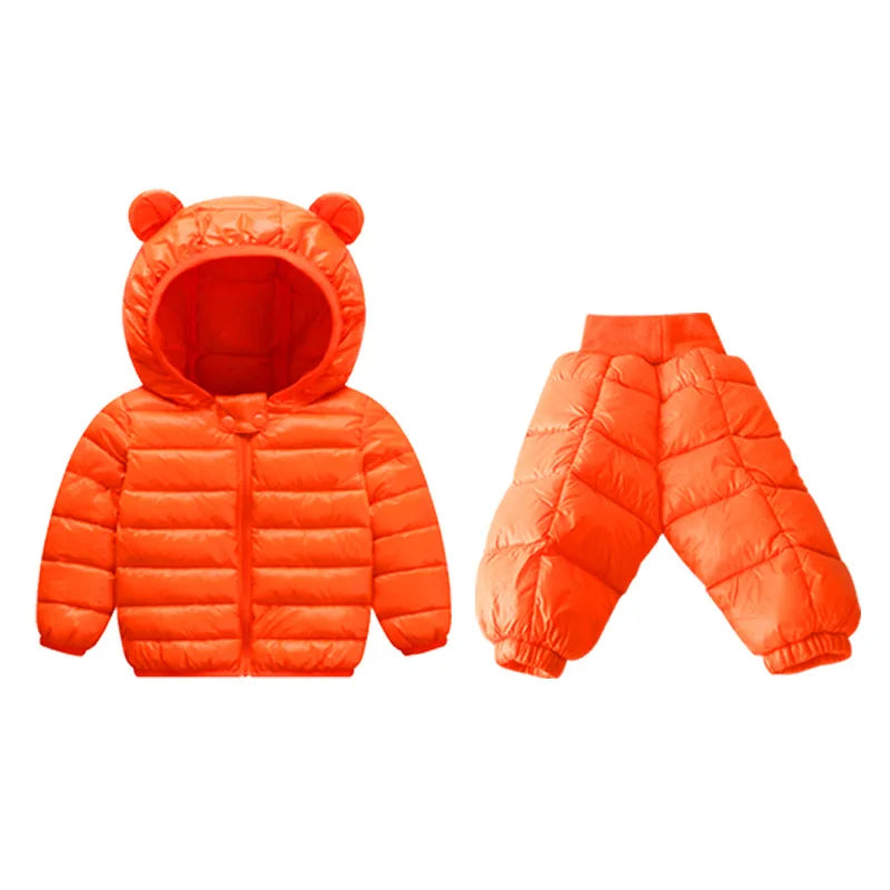 Toddler Baby Girls Boys Clothing Sets Winter Warm Down Jacket Clothes Sets Children Kids Snowsuit Coats Vest Pants Overalls as the picture 13