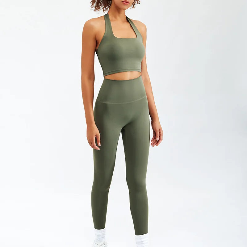 2/3PCS Sport Yoga Set Soft And Breathable High Waist Fitness Gym Suit Sportwear Women Set Workout Clothes For Women Tracksuit 2PCS Army green