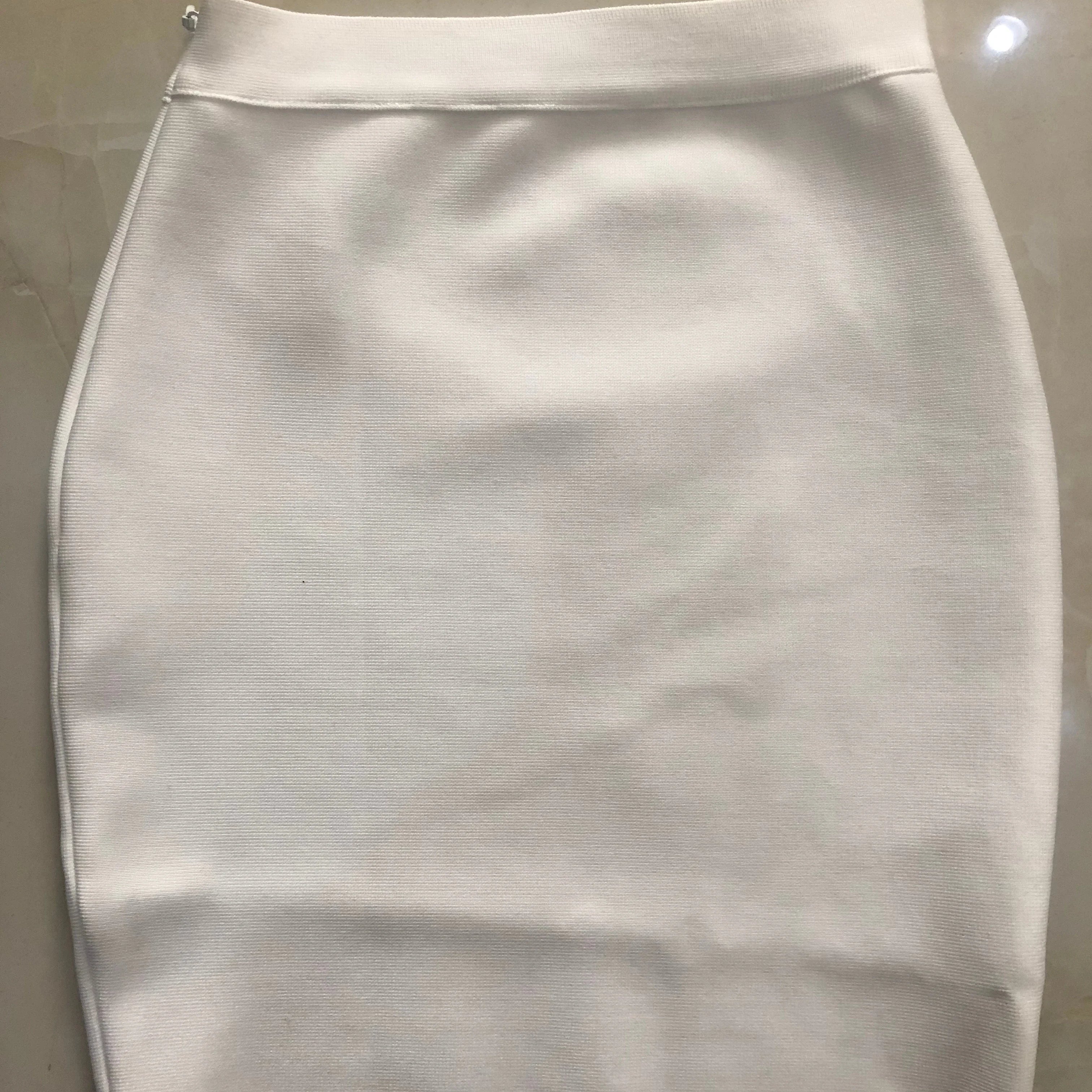 Wholesale Shipping Candy Color Sexy Women Bodycon Mini Bandage Skirt 2021 Designer Fashion Black Pencil Skirt Faldas 43cm WHITE