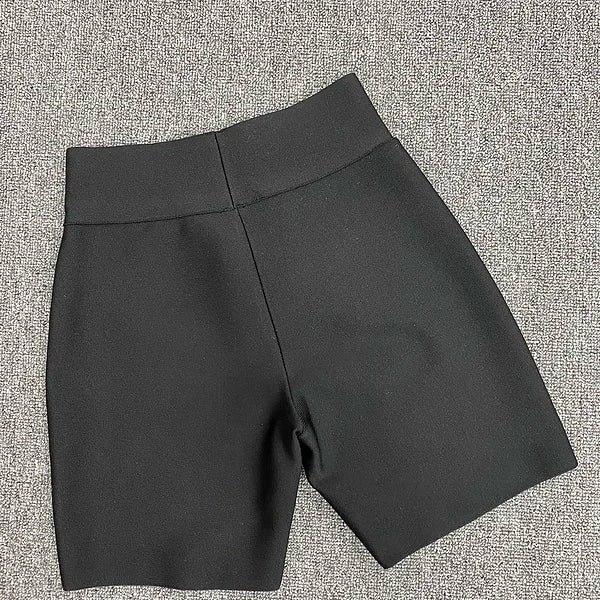 Top Celebrity Grey Black White Elastic Rayon Bandage Pants Fashion Bodycon Shorts Sports Pant black