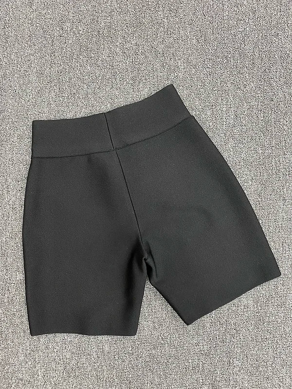 Top Celebrity Grey Black White Elastic Rayon Bandage Pants Fashion Bodycon Shorts Sports Pant black