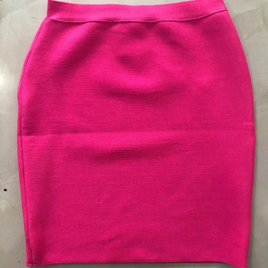 Wholesale Shipping Candy Color Sexy Women Bodycon Mini Bandage Skirt 2021 Designer Fashion Black Pencil Skirt Faldas 43cm Rose Red