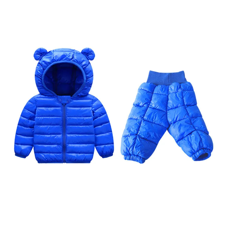 Toddler Baby Girls Boys Clothing Sets Winter Warm Down Jacket Clothes Sets Children Kids Snowsuit Coats Vest Pants Overalls as the picture 12