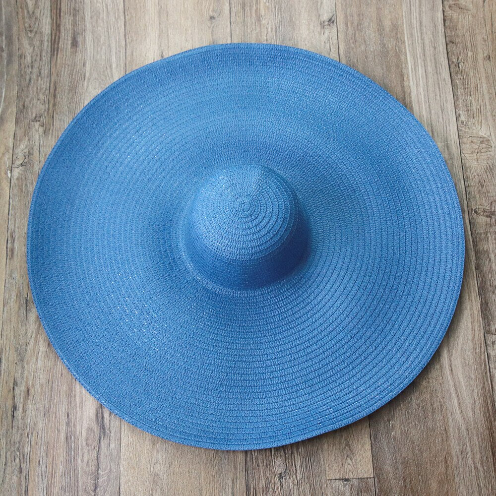Women Beach Accessories Sombrero Big Size Hat Female Large Wide Brim Straw Sun Hats Oversized Anti UV 50 Summer Hat Wholesale denim