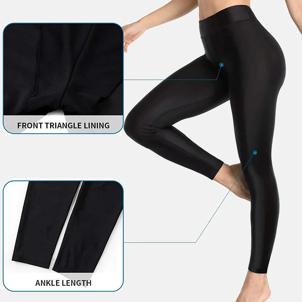 Anfilia Swimming Pants for Women High Waisted Swim Pants Swim Leggings Swim Tights