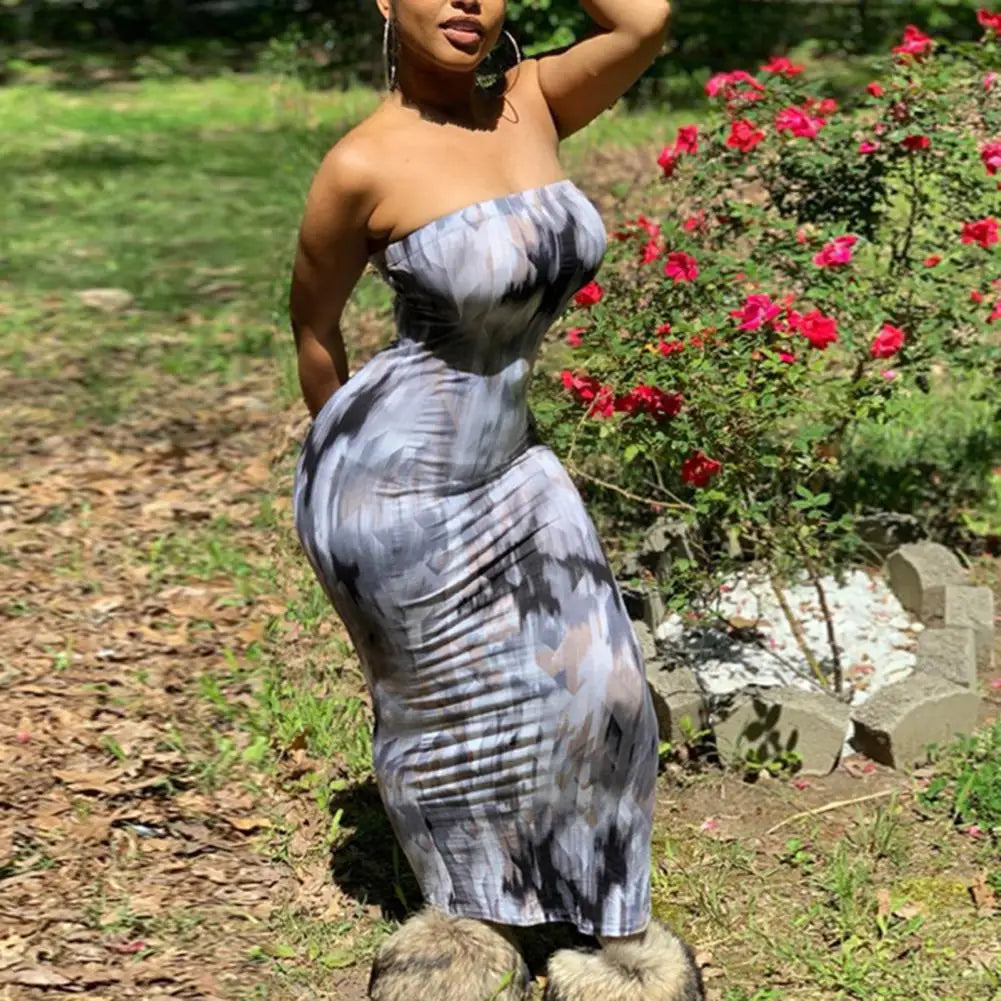 Multicolor Tie Dyeing Print Striped Dress 2021 Summer Sexy Women Long Sleeve Deep V-neck Fall Autumn Bodycon Long Maxi Dress