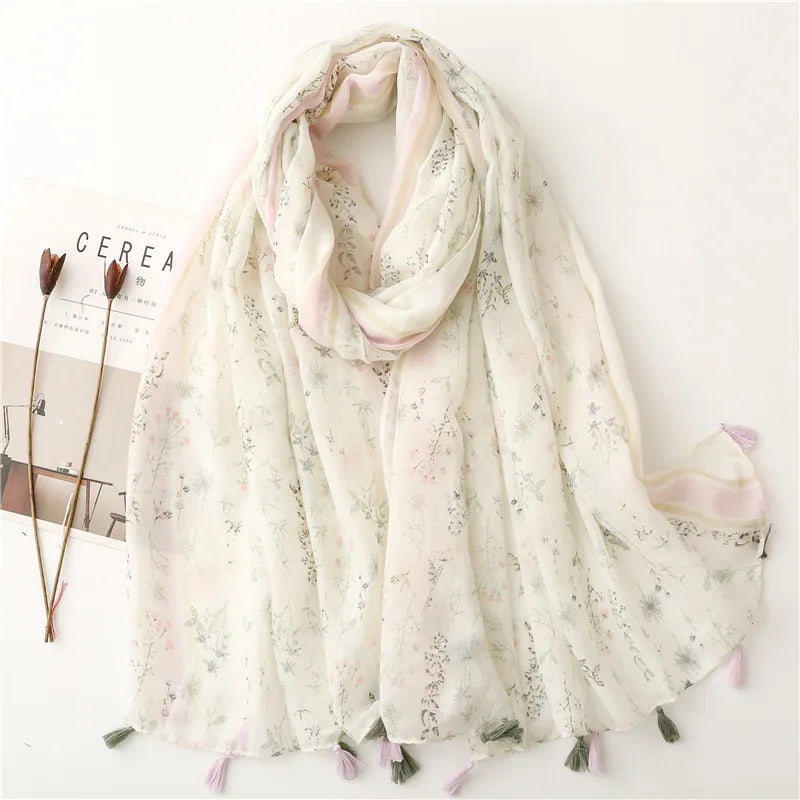 2023 Fashion Paisley Abstract Floral Tassel Viscose Shawl Scarf Lady Wrap Thin Pashmina Stole Muslim Hijab 180*90Cm 54