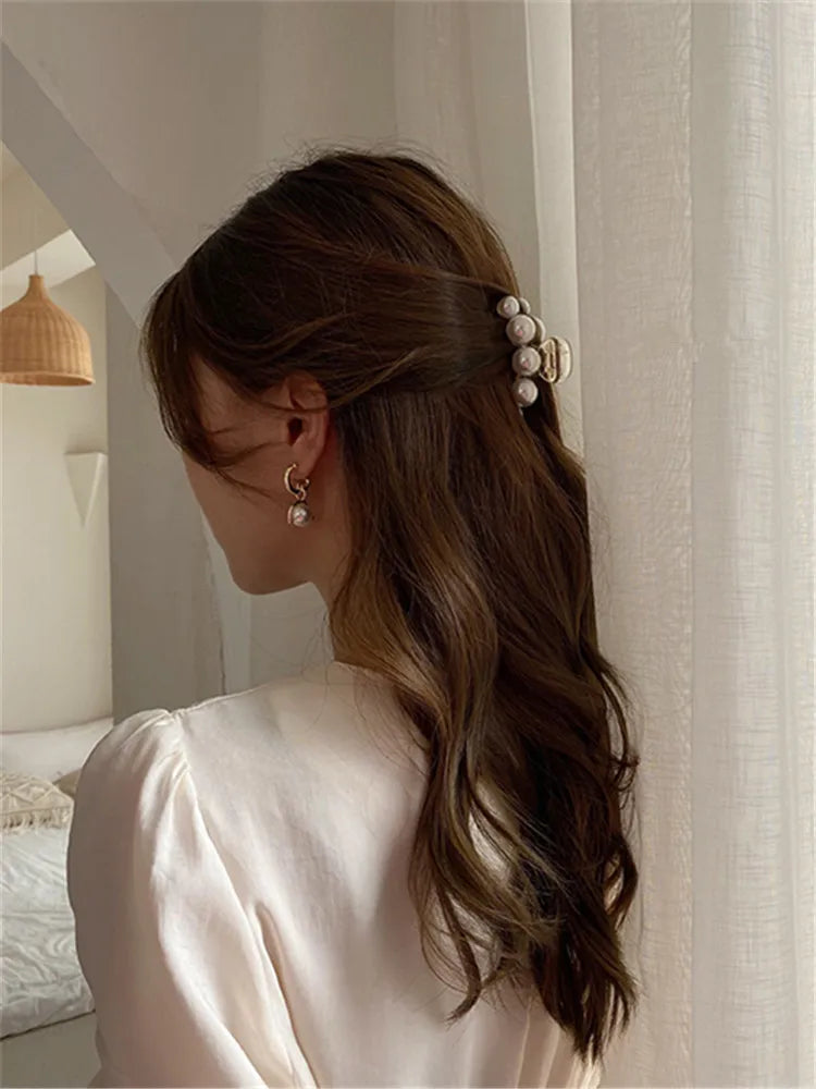 Kshmir New style exaggerated large beads acrylic hair clip large make-up hair styling hairpin female hair pearl hair accessories